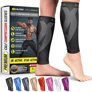 BLITZU Calf Compression Sleeves Shin Splints Support Leg Sleeves Men Women